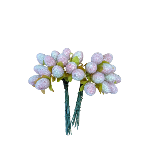 A pack of Artificial Hypericum Sugar, 7.5cm, Lime Pink