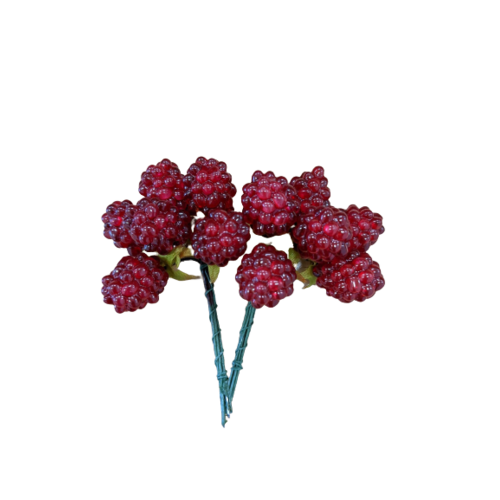 A pack of Artificial Raspberry, 9cm, 12 berries, Red